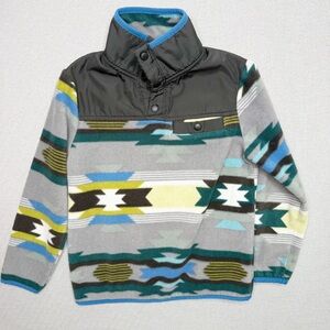 Gap Boys Southwestern Ripstop Grey Flint Fleece Pullover Size Small 6-7
